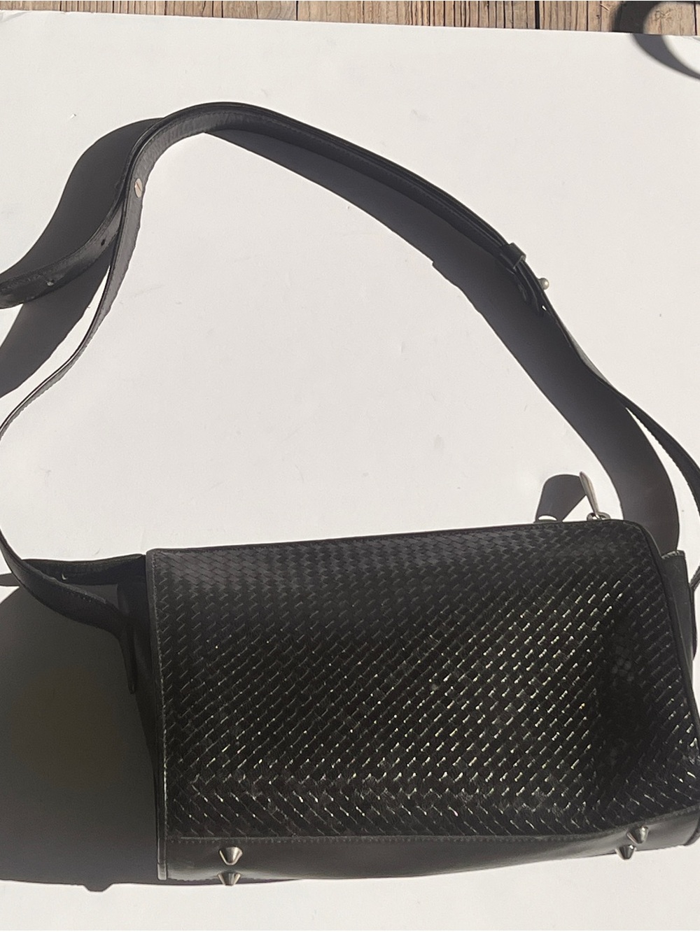 Stephanie Kelian Paris - Black Woven Leather Crossbody Purse